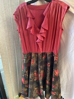 Girls Pink Ruffle-Front Floral Skirt Dress